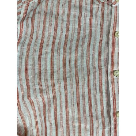 Tommy Bahama Relax Men's Orange White Striped Linen Shirt Size L - Picture 8 of 11